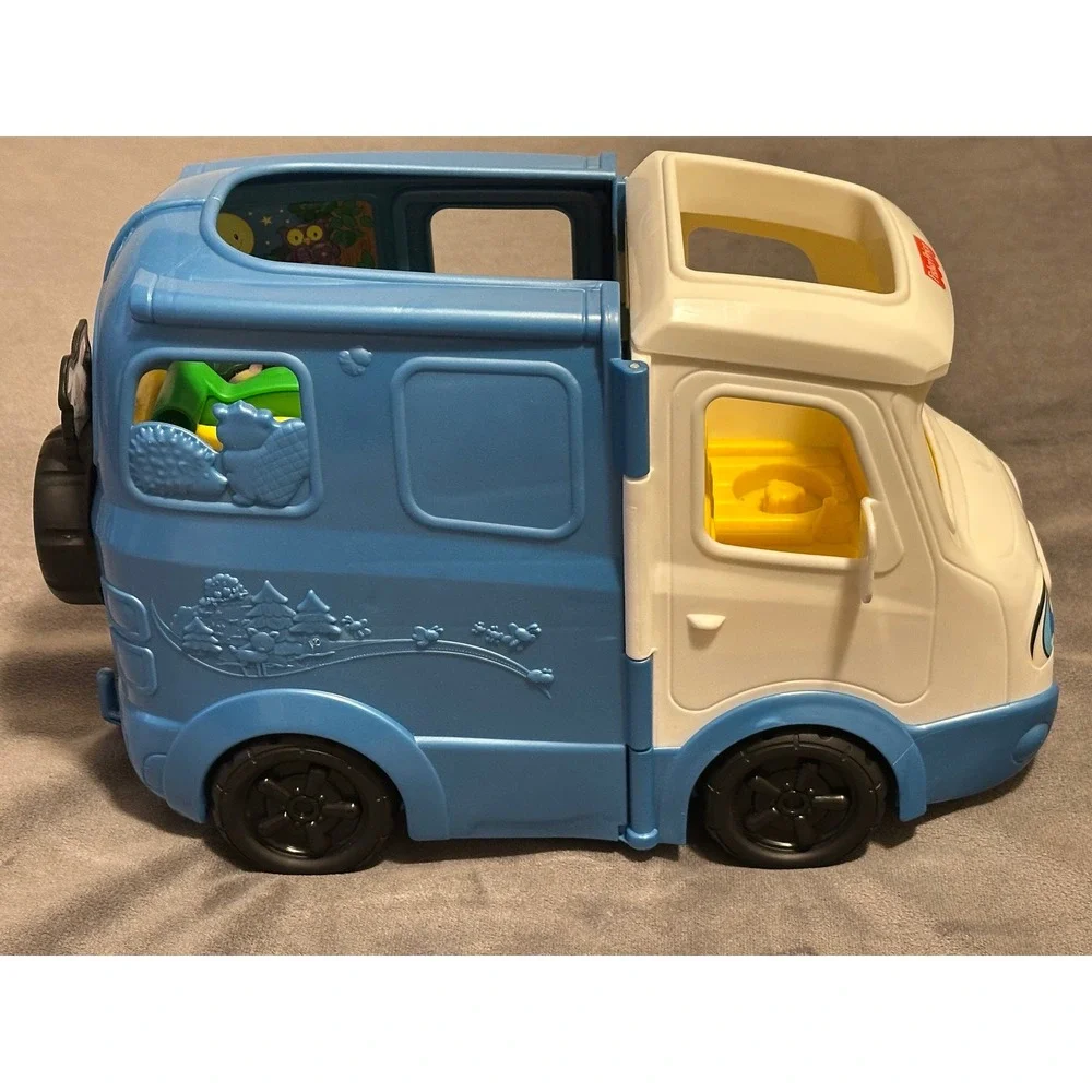 Fisher-Price Little People Camper Blue White Transforming Van Toy